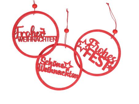 Frohes Fest/Frohe Weihnachten/Schöne Weihnachten Filz z Hängen 3Mod D12 T1cm