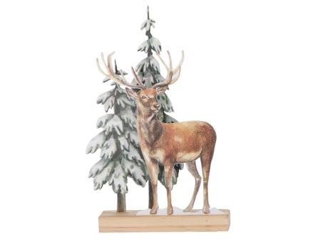 Wald m Hirsch Blech a Holz z Stellen B13 T3 H21,5cm