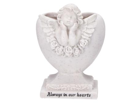 Vase Herz m Engel Polyresin L14,5 B12 H19,5cm