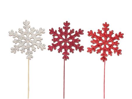 Sortiment Stecker Schneeflocke 3fb go-ro-dkrd sort D6 L25cm