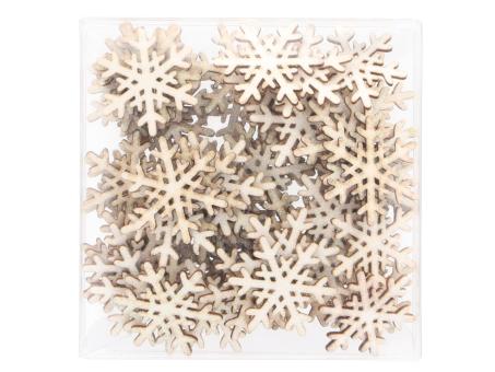 Streusortiment Schneeflocke Box 72St Holz-Glitzerstoff irisierend D4cm
