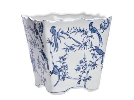 Vase Quadrat Porzellan Vögel auf Zweige D21,5cm