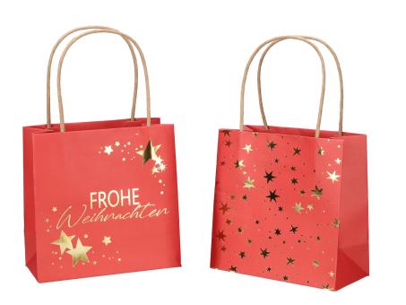 Geschenktüte bedruckt 2 Mod "Frohe Weihnachten", Sterne B16 T8 H16cm