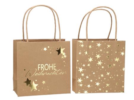 Geschenktüte bedruckt 2 Mod "Frohe Weihnachten", Sterne B16 T8 H16cm