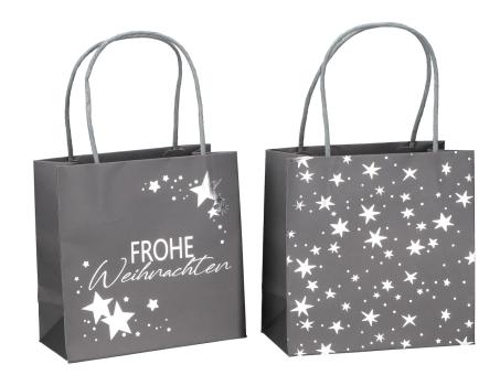 Geschenktüte bedruckt 2 Mod "Frohe Weihnachten", Sterne B16 T8 H16cm