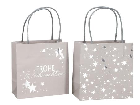 Geschenktüte bedruckt 2 Mod "Frohe Weihnachten", Sterne B16 T8 H16cm