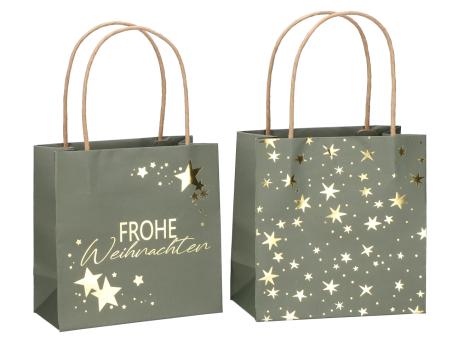 Geschenktüte bedruckt 2 Mod "Frohe Weihnachten", Sterne B16 T8 H16cm