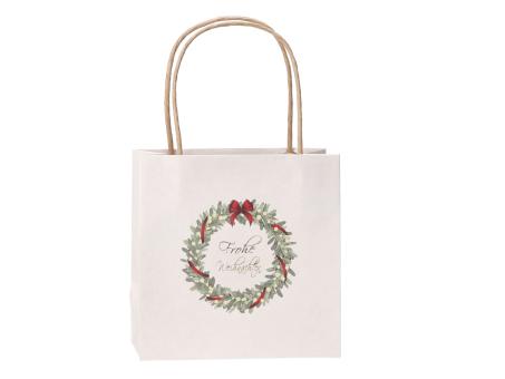 Geschenktüte bedruckt Mistelkranz "Frohe Weihnachten" B16 T8 H16cm