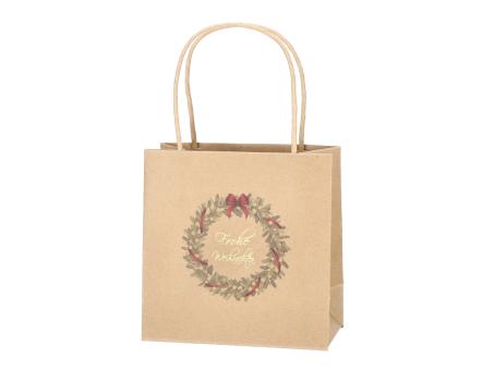 Geschenktüte bedruckt Mistelkranz "Frohe Weihnachten" B16 T8 H16cm