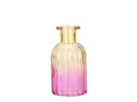Tischvase Glas Vertigo Rille 2tone pink/gelb 