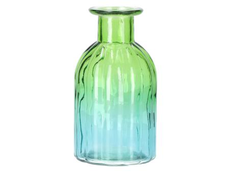 Tischvase Glas Vertigo Rille 2tone grün/blau D7,5 H14cm