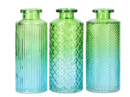Tischvase Glas 3Mod 2tone gün/blau D5,5 H13,3cm