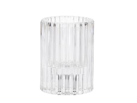 Kerzenhalter Rille rund f Spitz-/Stabkerze bis 22mm oder Teelicht klar D5,7 H7,7cm