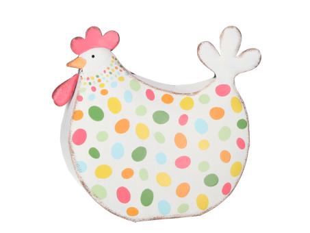 Huhn Blech bunte Eier B20 T7 H18cm