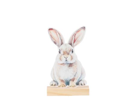 Hase Blech a Holzsockel Druckmotiv beidseitig z Stellen 