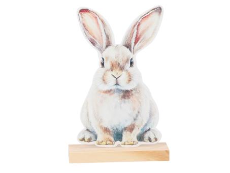 Hase Blech a Holzsockel Druckmotiv beidseitig z Stellen B11-13,5 T5 H20,8cm