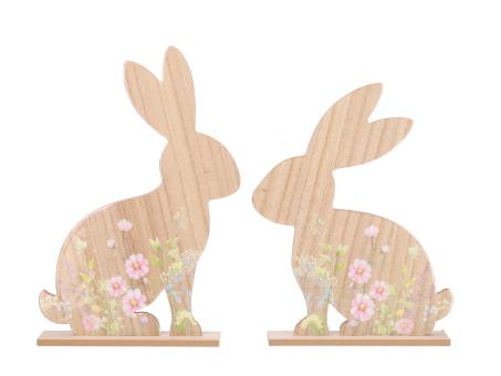 Hase Holz Blumenwiese 2Mod klarlack Motiv doppelseitig B26,5/28 T5,5 H41/36cm