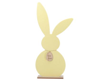 Hase Filz "Frohe Ostern" a Holzsockel B38,5 T6,5 H81cm