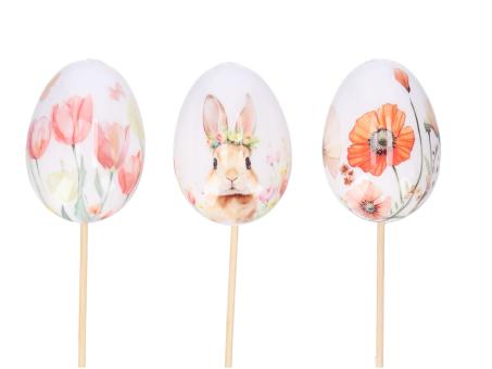 Stecker Ei Druckmotiv Blumen/Hase 3Mod D5 H7 L30cm