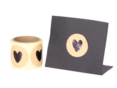 Sticker Papier rund "Herz" 300St Abroller-Box D3,5cm