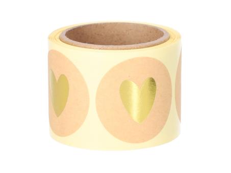 Sticker Papier rund "Herz" 300St Abroller-Box D3,5cm