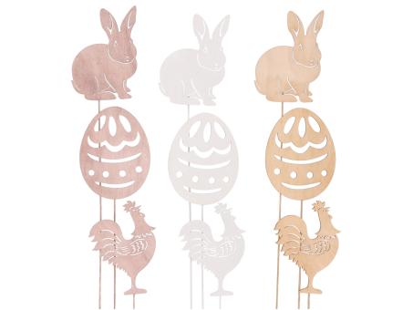 Steckersortiment Ostern durchbrochen 3Mod (Hase/Huhn/Ei) D8 L25cm