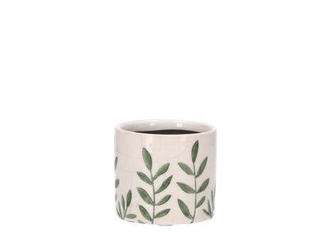 Topf Keramik Druckmotiv Blattranke 
