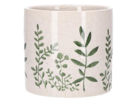 Topf Keramik Druckmotiv Blattranke D17 H15cm