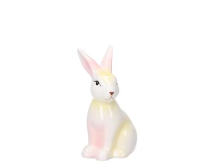 Hase Dolomite Keramik sitzend 2farbig gelb-pink 