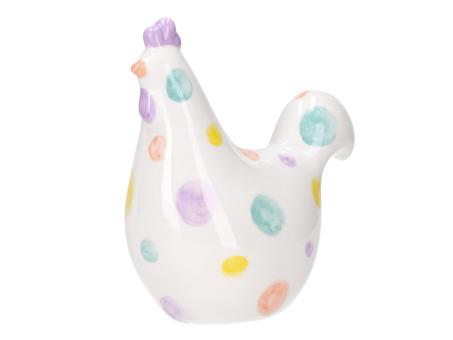 Huhn Porzellan bunte Punkte glasiert B14,3 T6,5 H15,8cm