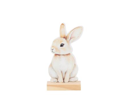 Hase Blech a Holzsockel Druckmotiv beidseeitig z Stellen 