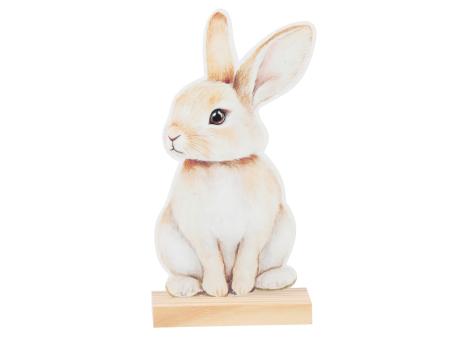 Hase Blech a Holzsockel Druckmotiv beidseeitig z Stellen B11-13,5 T5 H20,8cm