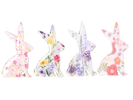 Hase Druckmotiv Floral Mangowood-Emaille 4Design doppelseitig B6 T1,5 H10cm