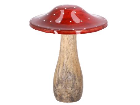 Fliegenpilz Holz Kappe Emaille D15,5 H19cm