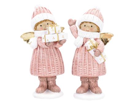 Engel Poly Winterkinder 2Mod Geschenke D8 H17cm
