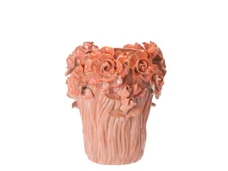 Vase Porzellan Blüten handgefertigt glasiert 