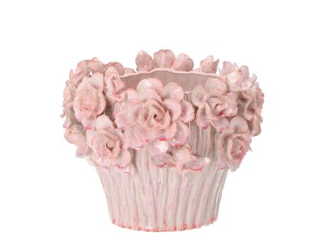 Topf Porzellan Blüten handgefertigt glasiert 