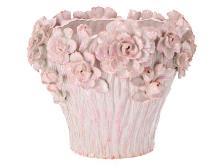 Topf Porzellan Blüten handgefertigt glasiert D32 H27cm