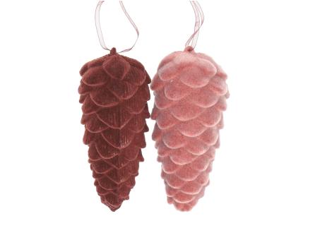 Zapfen Kunststoff Flock 2Fb hbraun-dkbraun sort z hängen 