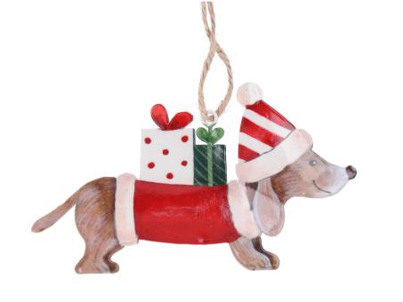 Hänger Blech Dackel Druckmotiv beidseitig B12,5 H7cm