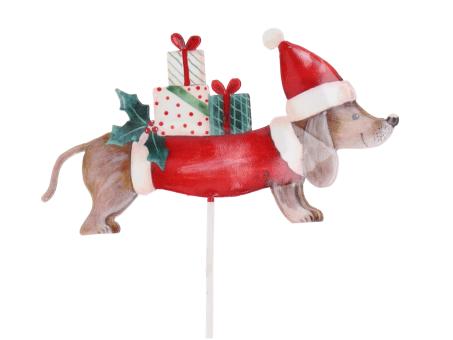 Stecker Blech Dackel Druckmotiv beidseitig B12,5 H6,5 L32cm