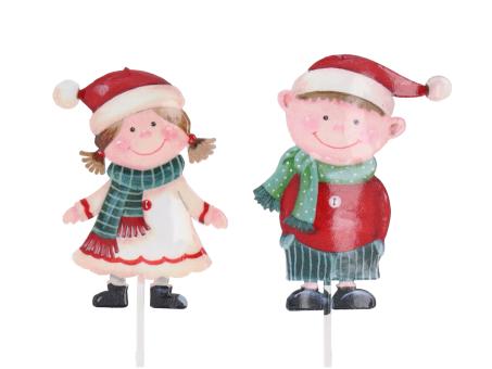 Stecker Blech Winterkinder Druckmotiv beidseitig 2Mod B6 H8 L32m