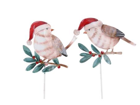 Stecker Blech Vogel Druckmotiv beidseitig 2Mod B10 H33cm