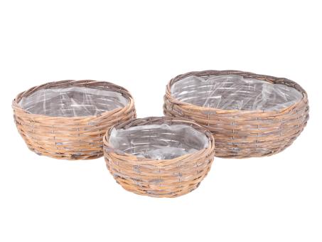 Schale Rattan rund gespalten Set3 D22/29/34 H9/10/12cm