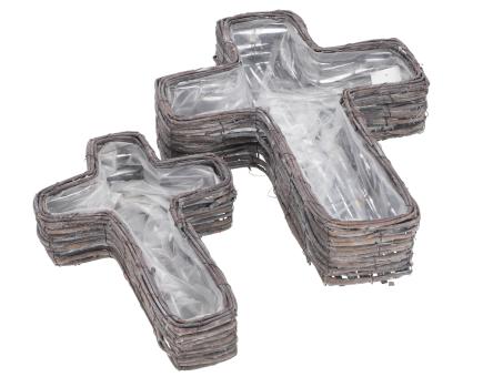 Pflanzkreuz Weinrebe 2tone Set2 B21/32 L34/47 H7/9cm