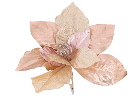 Blüte Poinsettia Deko a MetallClip D27cm