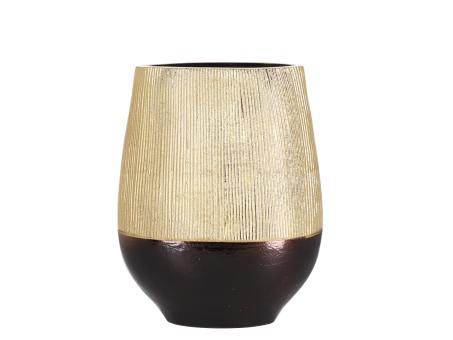 Vase Deko Nofre Aluguss gerillt 2farbig metalplated 