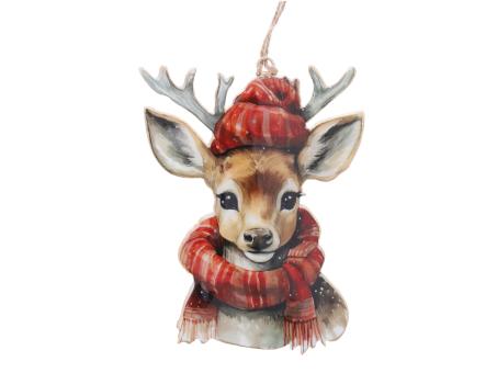 Reh m Schal Blech beidseitig emailliert z Hängen B12 H15cm