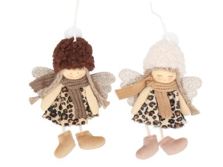 Engel m Mütze/Schal Stoff Leo z Hängen 2Mod B12 H18cm