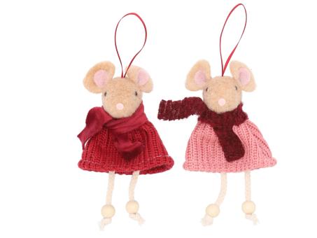 Maus m Mütze/Schal Stoff z Hängen 2Mod B9 H13,5cm